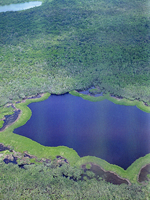 天地創造の神が造ったのかと思われるほど美しい景観。向こうの湖と手前の湖は水質が異なるということは、それぞれの湖に変わった魚が生息する可能性が高い